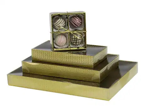 3-1/2W x 3-1/4L x 1-1/8H, Two-Piece Clear Lid Candy Boxes, Gold Diamond, 1/8 lb./2oz.