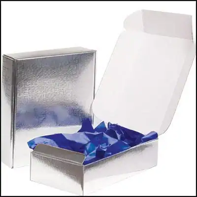 7-1/4W x 13-3/8L x 3-1/2H, Fine Italian Textured Mailers, Silver Textured