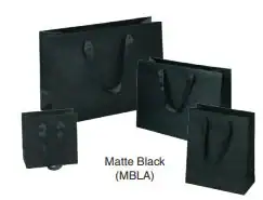 6W x 3L x 6H, Laminated Manhattan Bags with Grosgrain Handles, Black