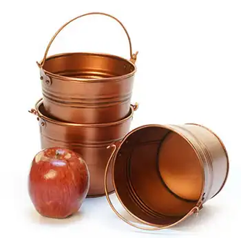 5 inch Round Copper Painted Handle Pail