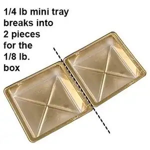 6-1/2W x 3-1/2L, Candy Trays, Brown, 2 Compartments, 1/4 pound
