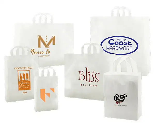 Frosted Clear Imprinted Soft Loop Handle Bags