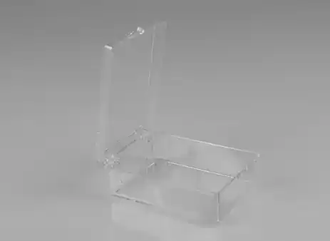 2-9/16W x 3-1/2L x 1-1/8H, Rigid Hinged Plastic Boxes, Clear