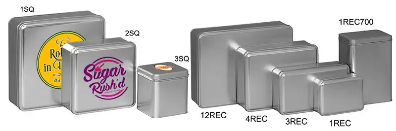 5W x 3-5/8L x 1-5/8H, Silver Color Metallic Tins with Full Color Imprint