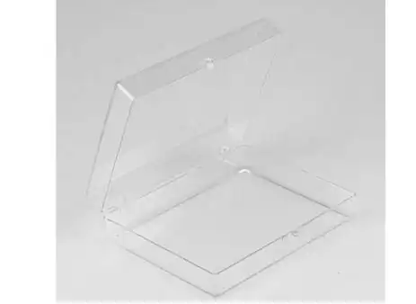4-5/8W x 3-1/2L x 1-1/2H, Rigid Hinged Plastic Boxes, Clear