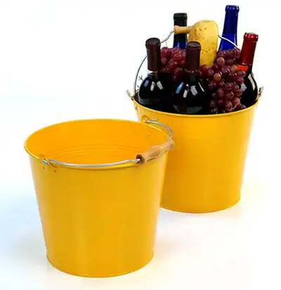 10 inch Goldenrod Painted Pail Wooden Handle