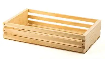16-1/2L x 10W x 3-1/2H, Wooden Slatted Gift Crates