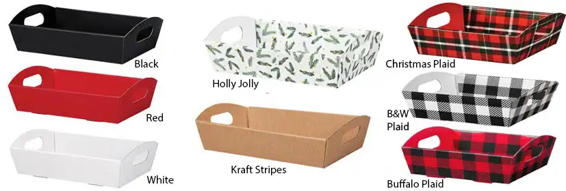 8-1/4W x 7-1/2L x 2-1/2H - 6-1/2 x 6-1/2 at bottom, Gift Trays, Black