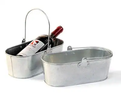 10 inch Galvanized Oval Tub with Top Bale Handle