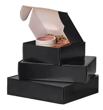8W x 8L x 3H, Black Gloss Corrugated Mailer Boxes