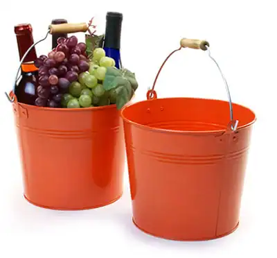 8-1/2 inch Tangerine Pail Wooden Handle