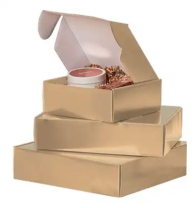 8W x 8L x 3H, Gold Gloss Corrugated Mailer Boxes