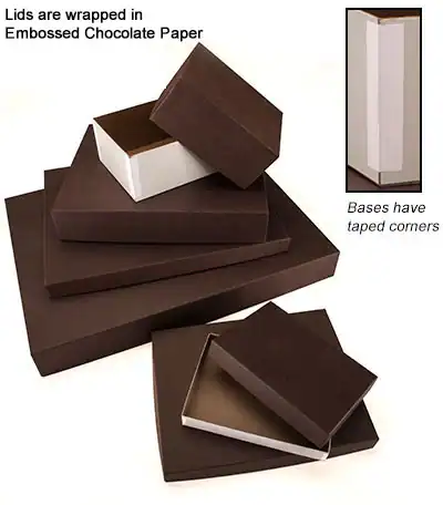 6-1/8W x 4-3/8L x 7/8H, Rigid 2 Piece Chocolate Brown Boxes