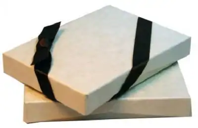 4-11/16W x 3-3/8L x 3/4H, Flip-Box Fiber Filled Jewelry Box, Ivory Ribbed