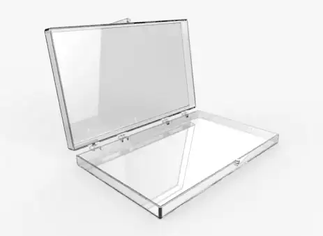 5-1/8W x 3-1/8L x 1-5/16H, Rigid Hinged Plastic Boxes, Clear