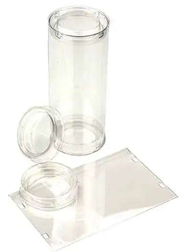 2-1/2W x 2-1/2L x 6-1/16H, FDA Approved Clear Round Tube