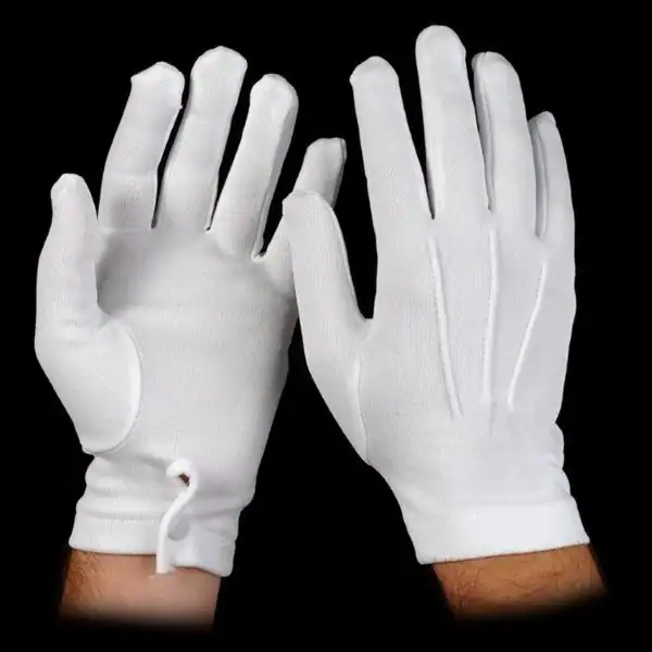 Heavy Nylon Gloves w/Snap Wrist, White, Men's