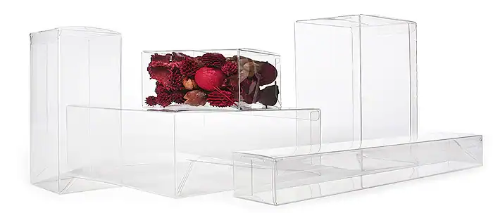 1W x 1L x 8H, Clear Plastic Food Safe PET Boxes with Pop-N-Lock Bottom