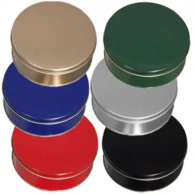 6-11/16 Dia x 1-13/16H, Colored Cookie Tins