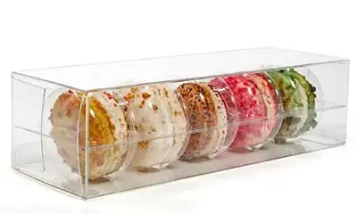 2-9/16W x 2L x 7-1/2H, 5 French Macaron Box Set , Clear, Includes Box & Insert