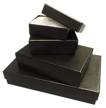 2-7/16W x 1-5/8L x 13/16H, Black Textured Rigid Cotton Filled Set-Up Box