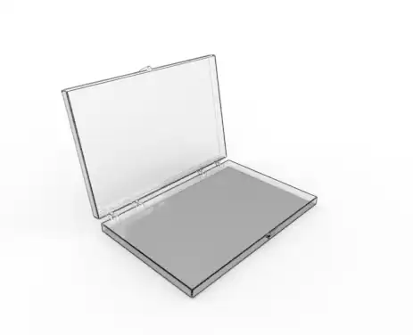 6W x 2-1/4L x 1-1/4H, Rigid Hinged Plastic Boxes, Clear