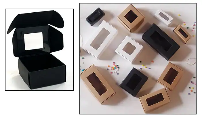 2-1/2W x 2-1/2L x 1-1/2H, Window Gift & Candy Box, Black Matte