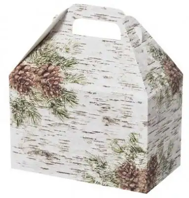 8-1/2W x 5L x 5-1/2H, Theme Gable Gift Basket Boxes, White Birch