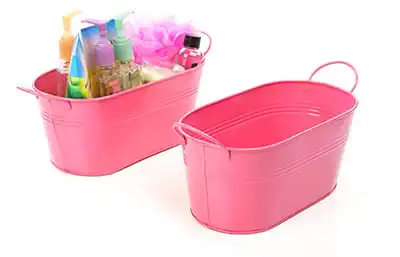 12 inch Pink Painted Oval Tub with Side Handles
