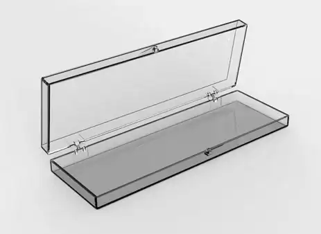 5-1/2W x 1-3/4L x 1/2H, Rigid Hinged Plastic Boxes, Clear