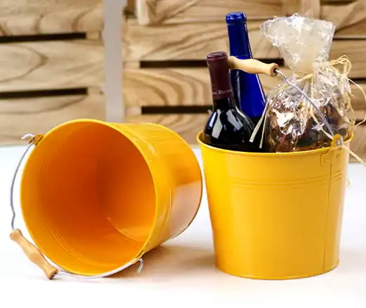 8-1/2 inch Goldenrod Painted Pail Wooden Handle