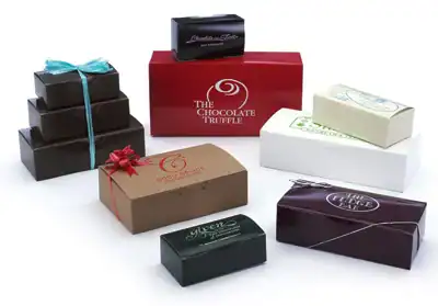 4-1/2W x 2-1/2L x 1-1/2H, Traditional Automatic Paper Candy Boxes, Barber Ivory Matte Color on White, 1/4 lb