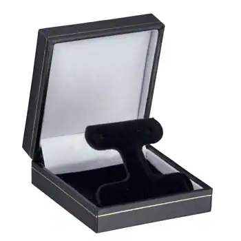 2-1/2W x 2-5/8L x 1H, Cartier Style Leatherette Boxes, Black, French Clip Rearing