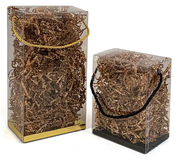 5-1/2W x 4L x 7-1/2H, Rope Handle PVC Boxes w Card Bottom, Black