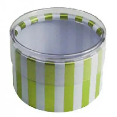 2W x 1L, Round Plastic Favor Boxes, Lime Stripes