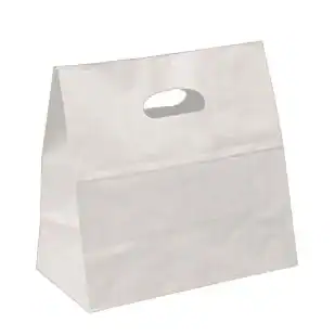 11W x 6L x 11H, White Kraft Die-cut Take Out Bag