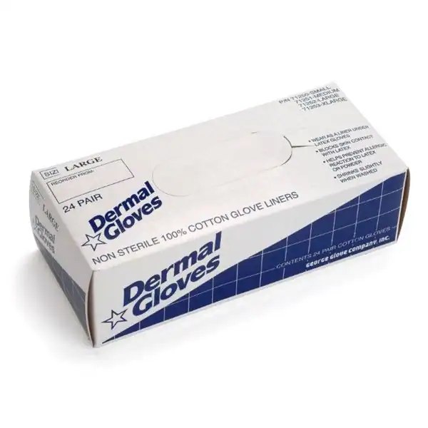 Dermal Gloves, White, Large