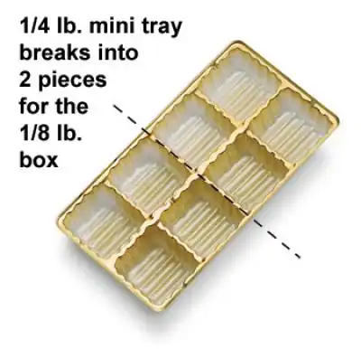 6-1/2W x 3-1/2L, Candy Trays, Brown, 8 Compartments, 1/4 pound