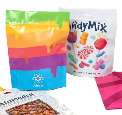 7-3/4W x 10L Pouch - 3 x 5-1/2 Bottom, 3.46 Mil Custom Full Color Printed Oval Bottom Stand Up Pouches, White