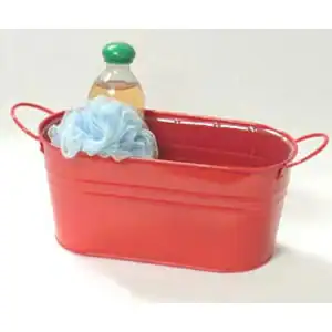 12 inch Red Painted Oval Tub with Side Handles