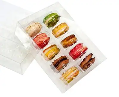 5-1/16W x 2L x 7-1/2H, Macaron Box Set , Clear, Includes Box & Insert