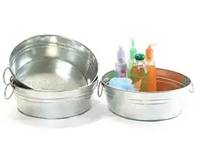6-1/2W x 11L, Galvanized Round Handle Tub