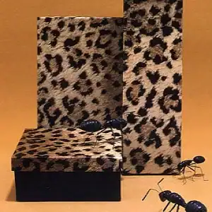 2-7/8W x 1-5/8L x 13/16H, Leopard Print 2 Piece Set-Up Fiber Filled Jewelry Box, Leopard
