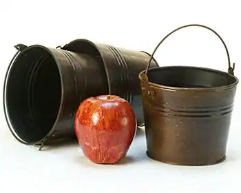 5 inch Round Rustic Dark Painted Handle Pail
