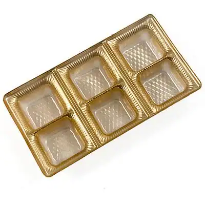 6-1/2W x 3-1/2L, Candy Trays, Brown, 6 Compartments, 1/4 pound