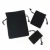 3W x 4L, Black Cotton Drawstring Pouches, Black Cords