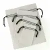 2W x 3L, White Cotton Drawstring Pouches, Black Cords