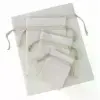 2W x 3L, White Cotton Drawstring Pouches, Ivory Cords