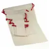 6W x 14L, White Cotton Drawstring Pouches, Red Cords