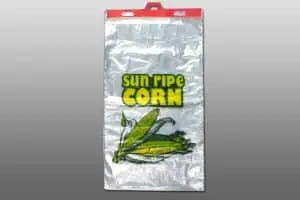 13W x 22L + 2'' Lip, 1.2 Mil Header Produce Bags, "Sun Ripe Corn"